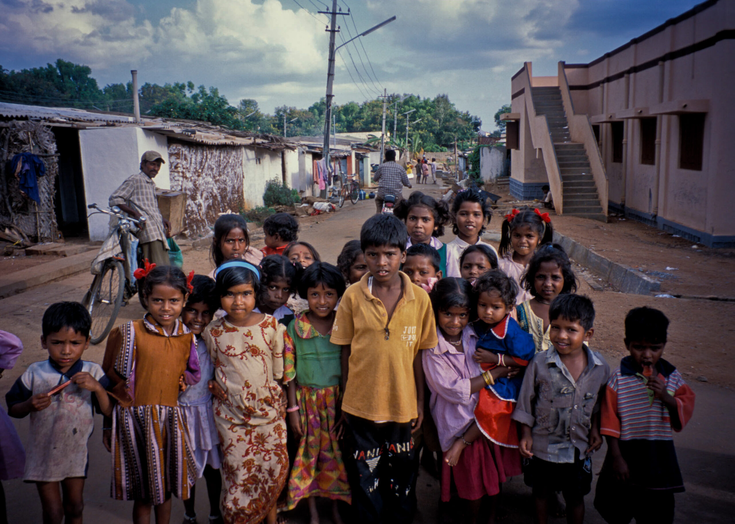 Children at the Karnataka Urban Infrastructure Development in a slum area in India.